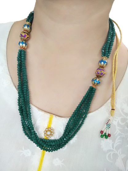 NK76 Daphne Forever Classy Dark Green Onyx Designer Beads Handcrafted Necklace Chain for Women