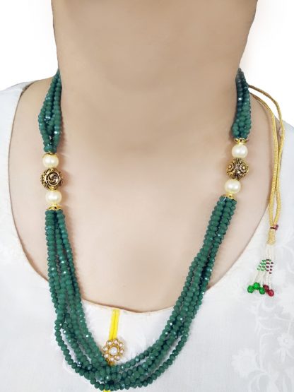 NK79 Daphne Forever Classy Dark Green Onyx Designer Beads Handcrafted Necklace Chain for Women