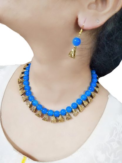 NK84 Daphne Designer Party wear Firoza Handcrafted Necklace Earring