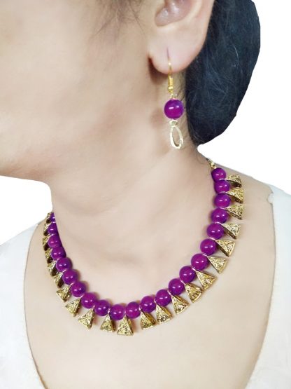 NK86 Daphne Designer Party wear Violet Handcrafted Necklace Earring