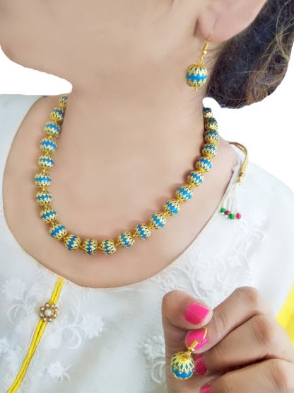 NK93 Daphne Designer Wedding Wear Firoza Handcrafted Necklace Earring