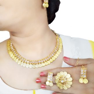 CBU63 Daphne Coin Jewelery Combo Of Ginni Necklace Earring Ring Maang Tikka For Women