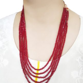 NA20, Daphne Multi Layer Handmade Ruby Shade beads Necklace Haar for Women