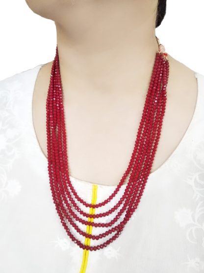 NA20, Daphne Multi Layer Handmade Ruby Shade beads Necklace Haar for Women