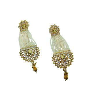 BKE96 Classic White Pearls Kundan Jhumar Style Earring For Raksha Bandhan