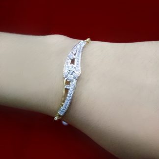 BR64 Daphne Sleek Zircon Gold Silver plated Rakhi Bracelet For Raksha Bandhan Arm View