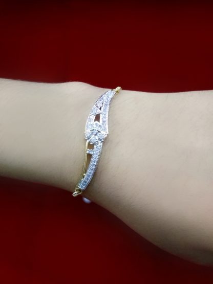 BR64 Daphne Sleek Zircon Gold Silver plated Rakhi Bracelet For Raksha Bandhan Arm View