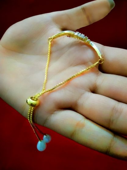 BR65 Daphne Sleek Zircon Gold Silver plated Rakhi Bracelet Gift For Sister Side View