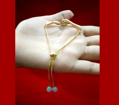 BR66 Daphne Sleek Zircon Gold Silver Plated Rakhi Bracelet For Raksha Bandhan BACK VIEW