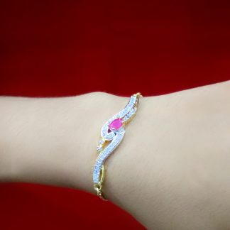 BR70 Daphne Ruby Shade Zircon Gold Silver Plated Bracelet Gift For Sister Arm View