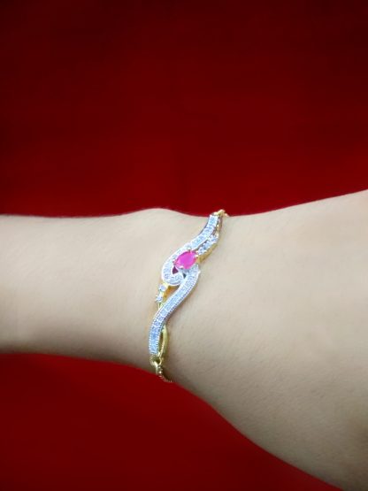 BR70 Daphne Ruby Shade Zircon Gold Silver Plated Bracelet Gift For Sister Arm View