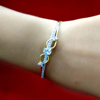 BR73 Daphne Sleek Zircon Gold Silver Plated Bangle Style Bracelet Gift For Sister Arm view
