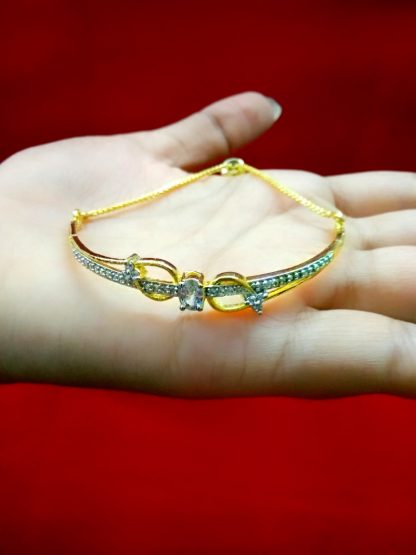 BR73 Daphne Sleek Zircon Gold Silver Plated Bangle Style Bracelet Gift For Sister Full view