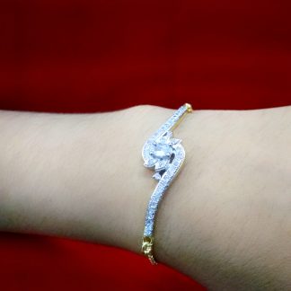 BR74 Daphne Sleek Zircon Gold Silver Plated Rakhi Bracelet For Raksha Bandhan Arm view