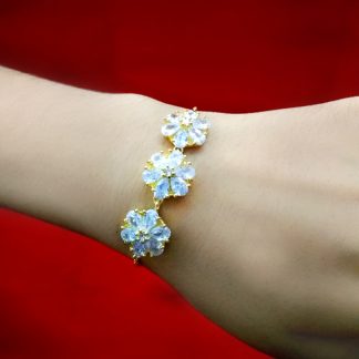 BR75 Daphne Flora Sleek Zircon Gold Silver Plated Bracelet Gift For Sister Arm view