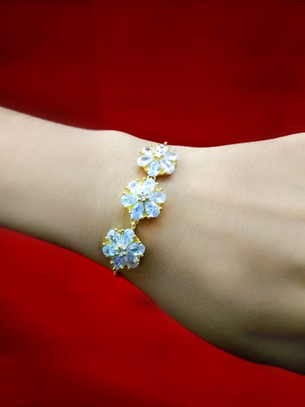 BR75 Daphne Flora Sleek Zircon Gold Silver Plated Bracelet Gift For Sister Arm view