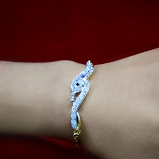 BR76 Daphne Sleek Zircon Gold Silver Plated Bracelet For Women Arm view