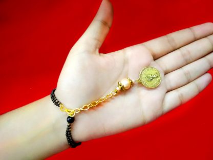 BR82 Daphne Oxidize Golden Bracelets With Black Bead Chain For Women