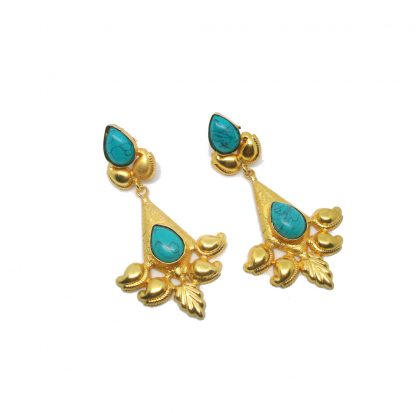 FE51 Daphne Jamacian Sea Shining Fancy Golden Party wear Earrings For Women