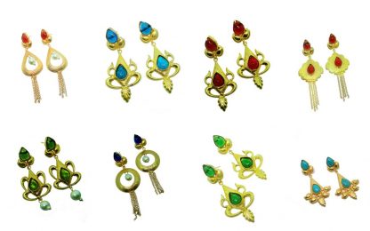 FE518 Daphne Colorful Shining Fancy Golden Party wear Earrings For Women