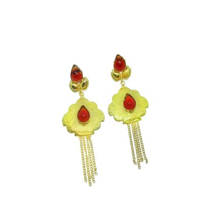 FE52 Daphne Red Shining Fancy Golden Party wear Earrings For Women