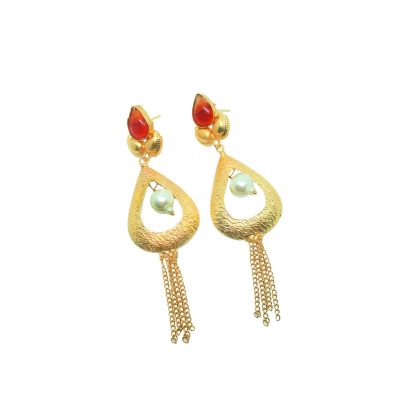 FE54 Daphne Red Shining Fancy Golden Party wear Earrings For Women