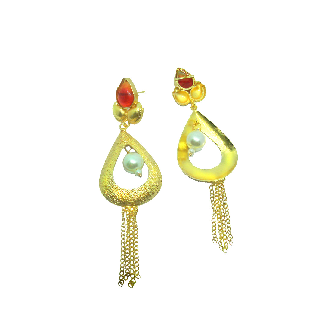 FE54 Daphne Red Shining Fancy Golden Party wear Earrings For Women back view