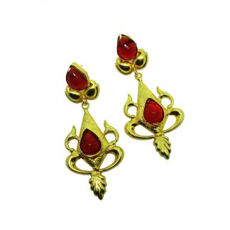 FE57 Daphne Red Shining Fancy Golden Party wear Earrings For Women
