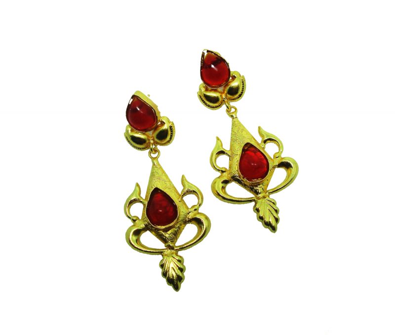 FE57 Daphne Red Shining Fancy Golden Party wear Earrings For Women