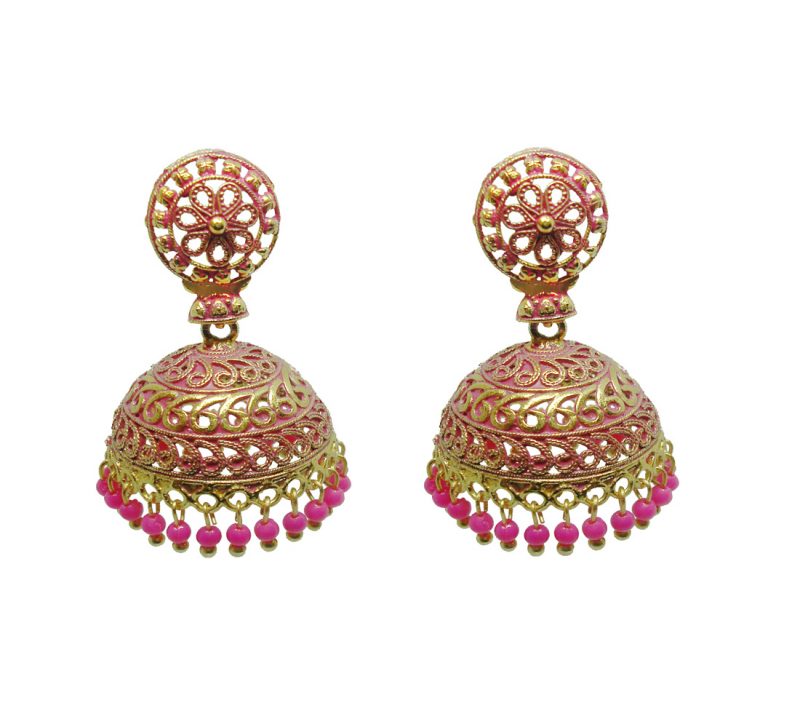 JM50 Daphne Fashion Bollywood Style Pink Earrings Jhumka Party Wedding Events For Women