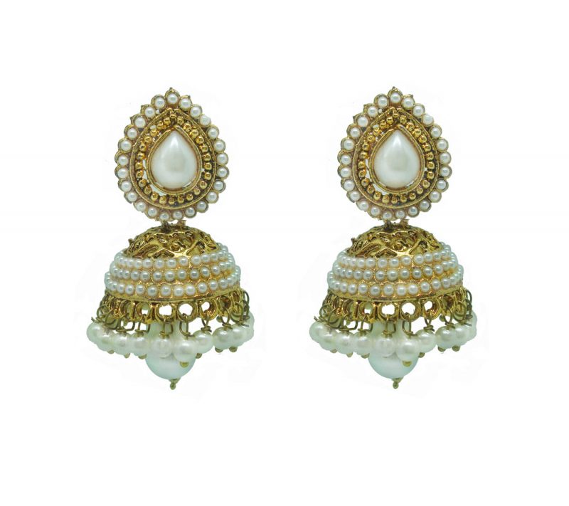 JM54 Daphne Fashion Bollywood Style White Earrings Jhumka Party Wedding Events For Women