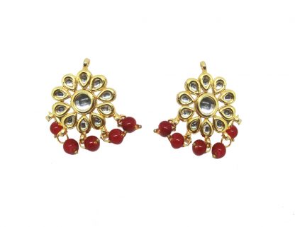 KC29 Latest Pink Kundan Onyx Earrings For Bridal Dresses