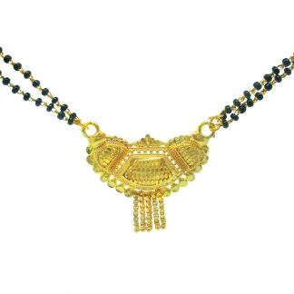 ME94 Daphne Handmade Golden Mangalsutra Necklace With Black Golden Beads