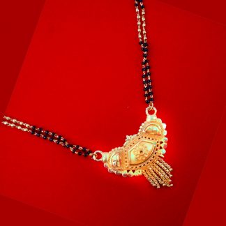 ME95 Daphne Handmade Golden Mangalsutra Necklace With Black Golden Beads