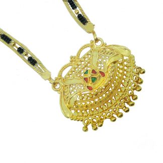ME96 Daphne Handmade Golden Mangalsutra With Black Golden Beads Chain