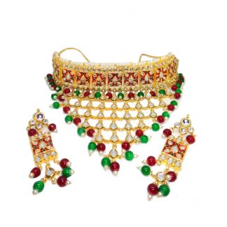 NA33 Daphne Traditional Bollywood Multicolor Padmavati Choker Set For Women