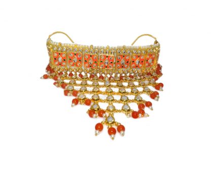 NA34 Daphne Traditional Party Wear Orange Choker For Women