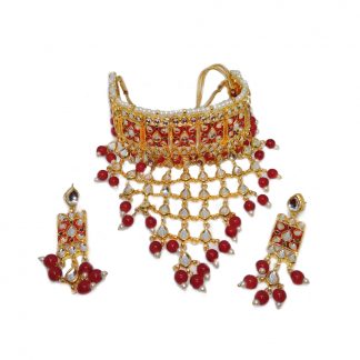 NA36 Daphne Punjabi Wedding Maroon Meena Work Choker Set For Women