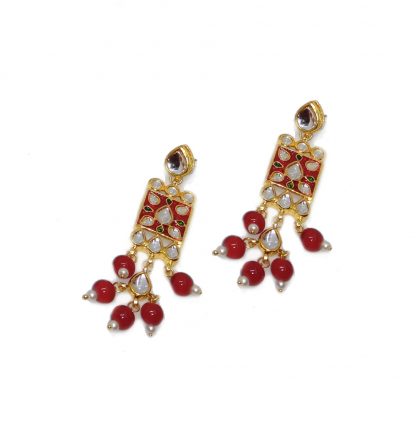 NA36 Daphne Punjabi Wedding Maroon Meena Work earrings Set For Women