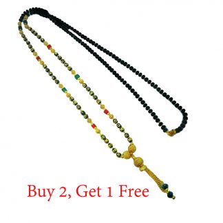 T98 Daphne Handmade Golden Red Green Beads Mangalsutra Chain for Women