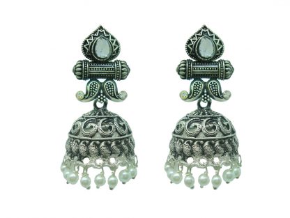 JM70 Daphne Silver Oxidize Jhumki Earrings for Women