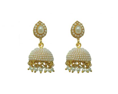 JM71 Daphne Traditional Gold Plated Pearls Drop Jhumki For Women