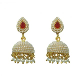 JM72 Daphne Traditional Gold Plated Pearls Drop Jhumki For Women