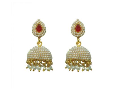 JM72 Daphne Traditional Gold Plated Pearls Drop Jhumki For Women