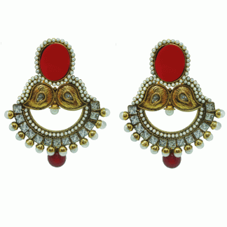 ZE93 Daphne Premium Red Maroon Polki Pearl Earrings for women