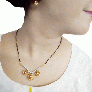 HC67 Daphne Bollywood Amber Flora Style Mangalsutra Set for KarvaChauth