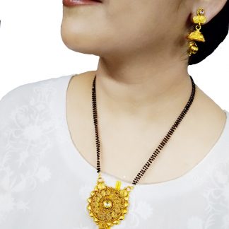 HC78 Daphne Handmade Golden Kundan Mangalsutra Earring for Women