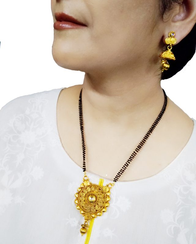 HC78 Daphne Handmade Golden Kundan Mangalsutra Earring for Women