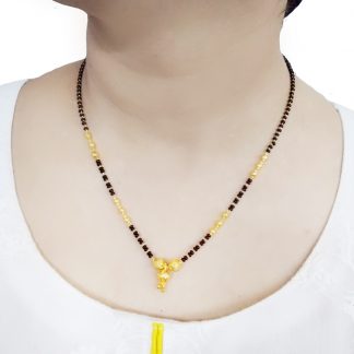 MN16 Daphne Handmade Golden Black beads Mangalsutra Chain for Women
