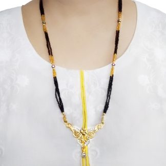 MN22 Daphne Handmade Jewelry Golden Black beads Mangalsutra Chain for Women